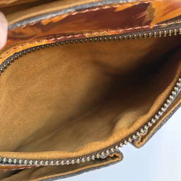 Patricia Nash Norwich Leather Crossbody Bag-Marigold Harvest Boho Floral Suede - Picture 11 of 13